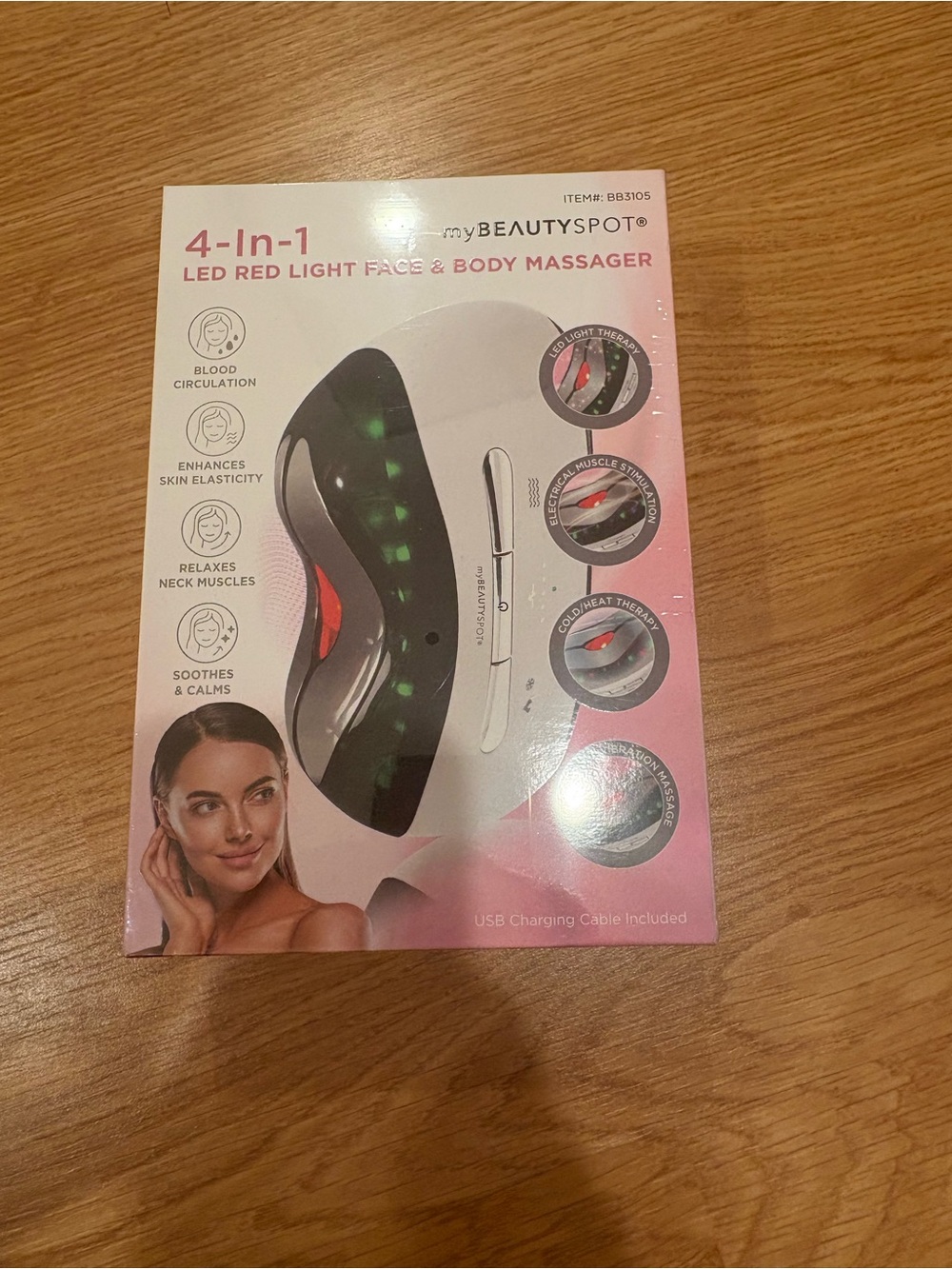 4-in-1 LED Red Light Face & Body Massager - Black with Pink Accents